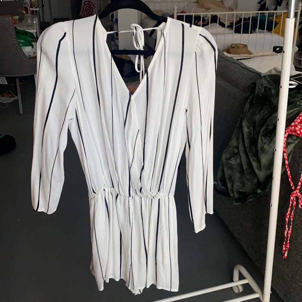 White open back romper